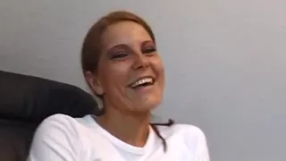 Sexy slut masturbating in office