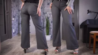 Secretary Modeling Legs and Ass in Tight Trousers