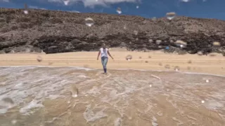 Girl Wetting Jeans in the Ocean and Swimming in Wet White T-shirt