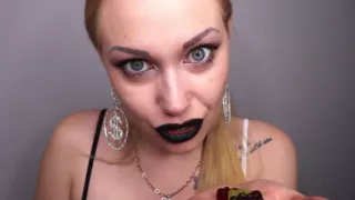 Giantess Swallowing Her Shrinking Slaves in Front of the Eyes of Her New Food-targets!