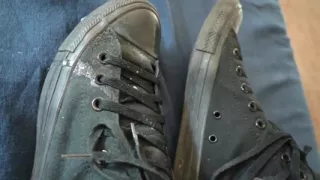 Sneaky Bathroom Sneaker Fetish Quickie