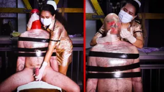 Medical latex breath play femdom