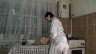Sexy messy housewife with big tits ! JOI! Tits covering in food!