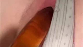 Cute girl does a huge piss in bed