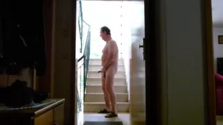 Andreas masturbates in the hallway