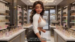 Voluptuous brunette strips naked in luxury mall and twerks her big ass on all fours in public (AI generated)