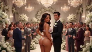 Cuckold Husband Lets All Guests Touch His Bride on All Fours at Wedding Reception (AI generated)