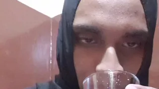 Desi sexy crossdresser drink her pee and cum over herself