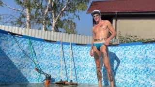 #380 Huge Boss Fucked a Cute Guy Right in the Pool While None of the Neighbors Saw