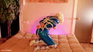 Latex bondage submissive MILF wearing gag kinky escape
