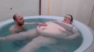 SSBBW belly rubs in hot tub with buddy