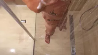 Twink Takes a Shower for His Body and Uncut Cock