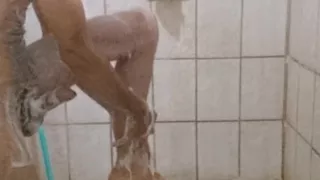 Me Taking a Shower with a Hard-on and Jerking off Until I Cum