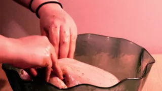 Meat massage meat on spit meat in my mouth