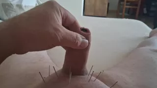 Needles and handjob with ejaculation