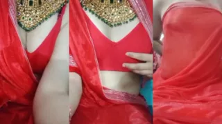Indian Gay Crossdresser Bottom Gaurisissy Real XXX Homemade Sex in Red Saree with Heavy Jwellery