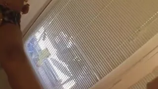 Sexy black chick sucks dude's cock while he sucks her toes on floor