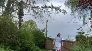 In vintage maid outfit for a day