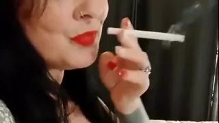 Cute Smoking MILF Red Lipstick