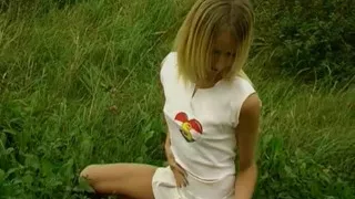 Lesley Masturbates in the Back Yard