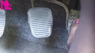 Nyllady Revving and Driving in Black Estrad Sandals and Black Stockings with Anklet