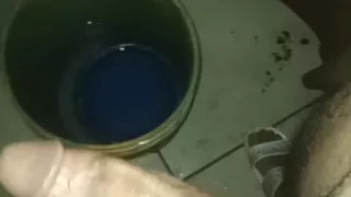 Slim man grabs his penis as a toy and starts masturbating all the time he was in the bathroom while they were not at home alone