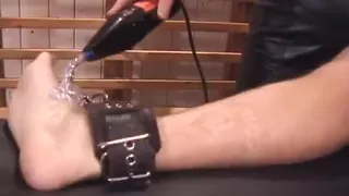 Two broads punish and tease submissive guy
