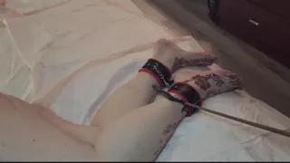 My Beautiful Size 13 Womens Feet and Long Legs Being Flogged and Whipped with a Belt and Crop While Tied Together with Manacles