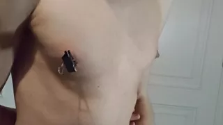 Twink Playing with Binder Clips