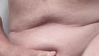 Solosexual strokes my shaved, oiled up cock to get a load of cum to swallow