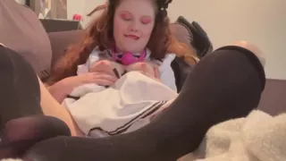Submissive Maid Fucks and Squirts with Ball Gag