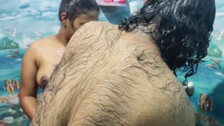 Hot couple bath romance in bathroom