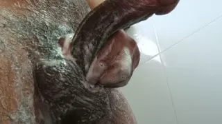 Stepdaddy Playing in the Shower with His Very Hard, Soapy Cock
