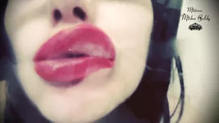 Red lips prints over glass & frenchkissing