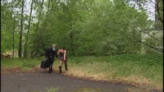 Wild BDSM Slave Licks Bowl in Leather and Fishnets