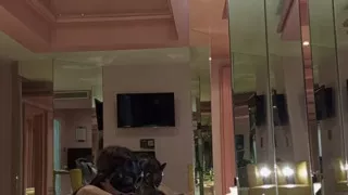 I masturbate during a hot video call with my stepson and insert a 22cm black dildo into my pussy.