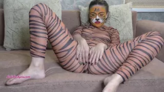 Slender girl gets fucked in her mouth and takes cum on her face