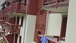 First Small French Squirt on a Balcony in the Mountains