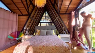 In the cabin, fucking outdoors