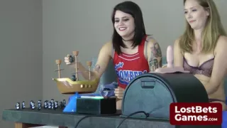 Raquel Competes in Strip Pirate Penguins with Her Friend