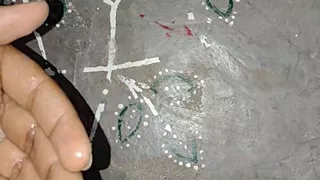 Masturbation with saliva hairy hard dick