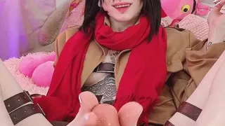 Hot Footjob From Mikasa. Do You Want Me to Play with Your Dick the Same Way?