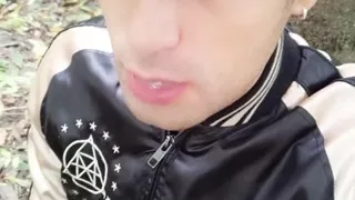 Having Cum Load From Used Condom, Rinsing Mouth with Cum and Swallowing Cum Outside