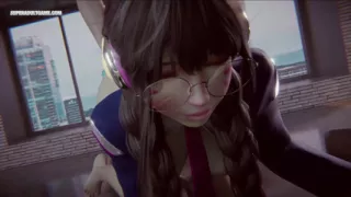 Hot D.Va Teen Gets Her Pussy Stretched And Filled With Cum - 3D Gameplay