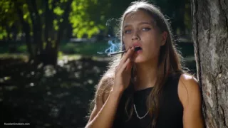 Sexy Russian Babe Smoking Cigarette Indoor Studio