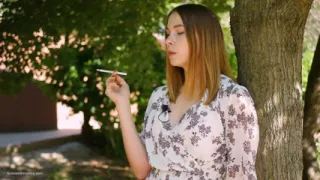 Evgeniya Is Smoking Strong 120mm Cigarette