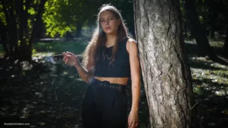 Sexy Russian Babe Smoking Cigarette Indoor Studio