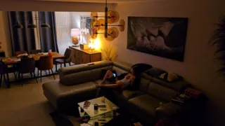 Caught in the living room when he came home from work