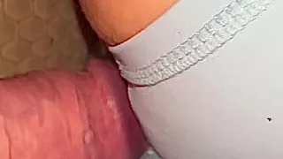Rubbing My Big Cock on Wifes Cameltoe Bent Over Doggystyle Position in Blue Yoga Shorts