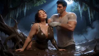 Stepbrother & Stepsister - Midnight Mud Secret (AI generated)
